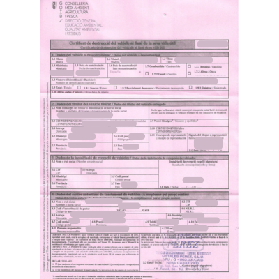 Ejemplo certificado de achatarramiento